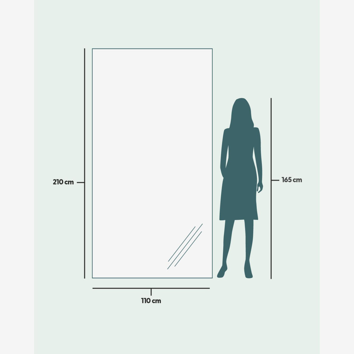 Slimline Full-Length LED Mirror With Black Frame (110x210cm)