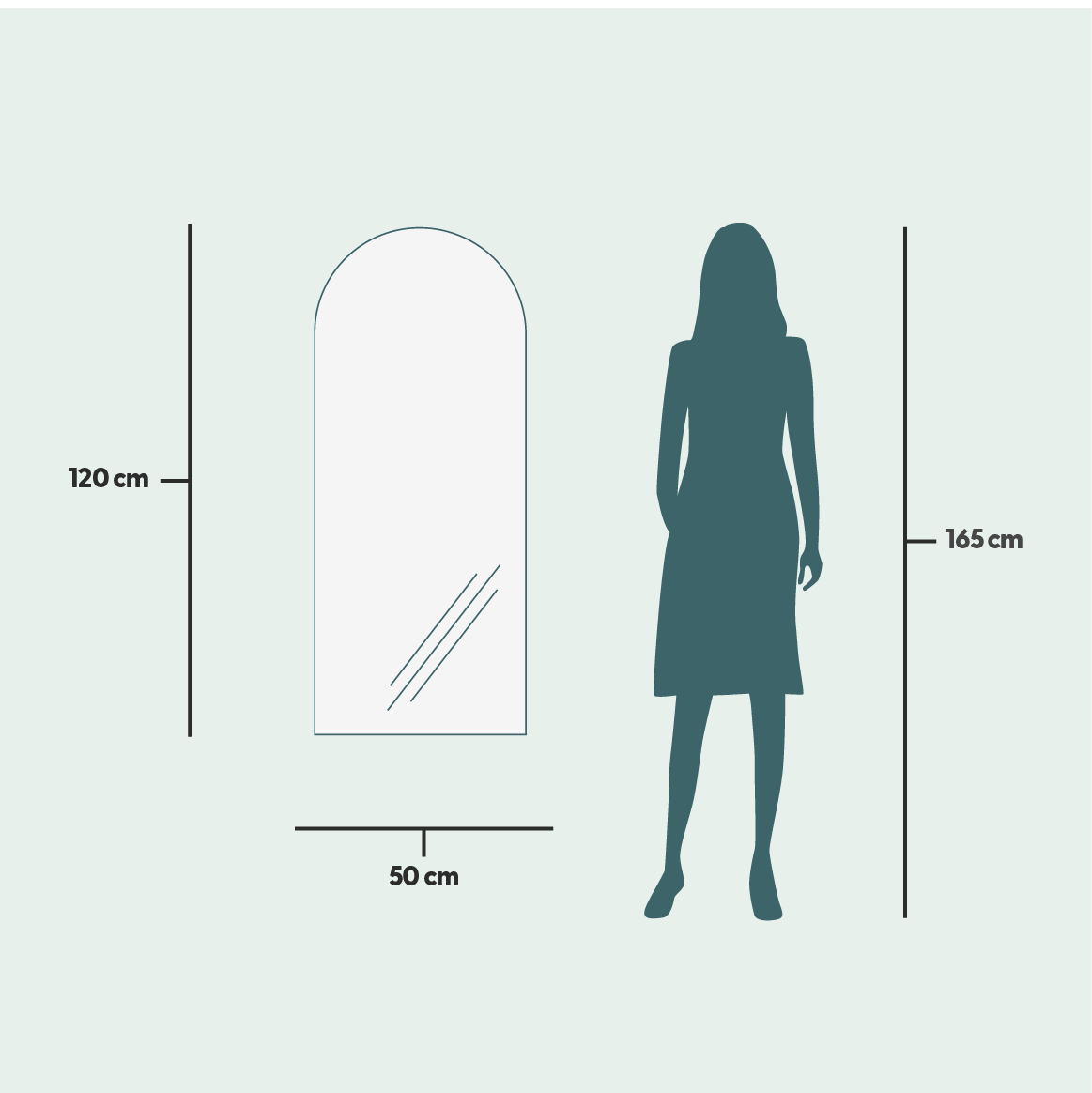 Kaari - Modern Arch Mirror With LED-Lights (50x120cm)