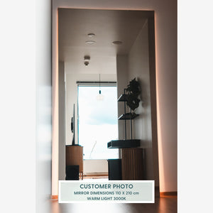 Slimline Full-Length LED Mirror With Gold Frame (110x210cm)