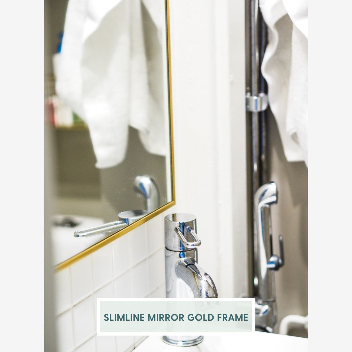 Slimline Full-Length LED Mirror With Gold Frame (110x210cm)