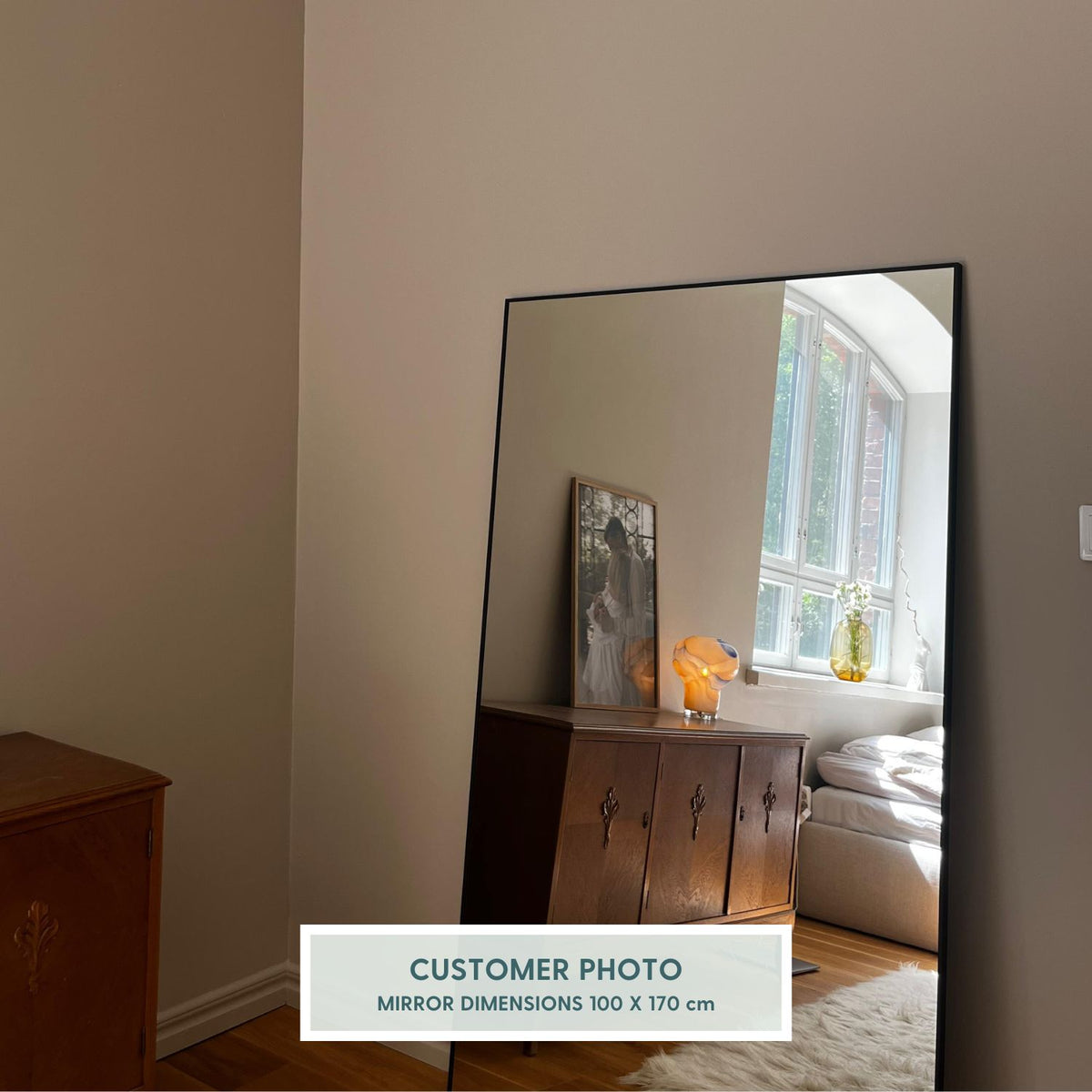 Slimline - Large Full Length Mirror With Black Frame (100x170cm)