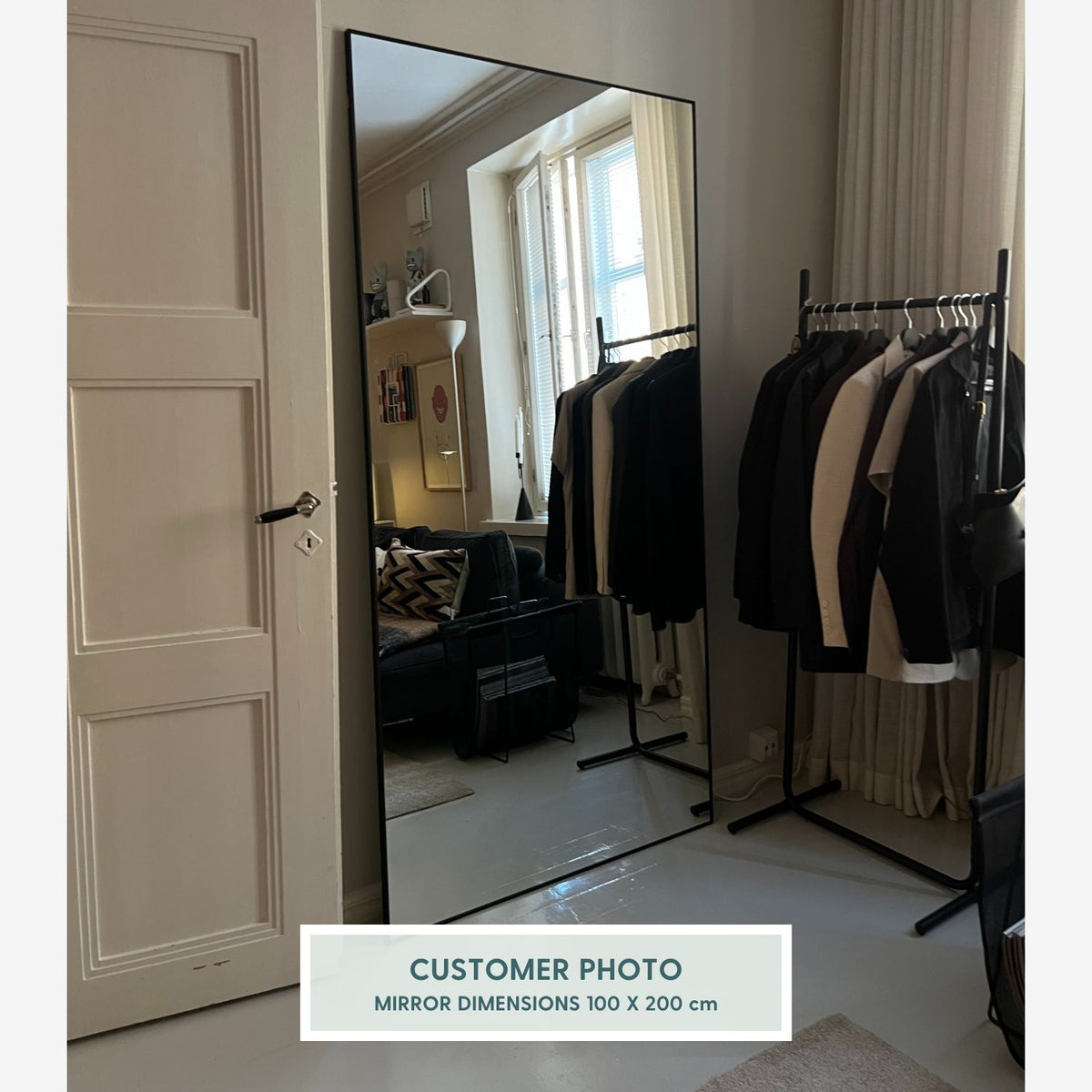 Giant Slimline Mirror with Black Frame (100x220 cm)