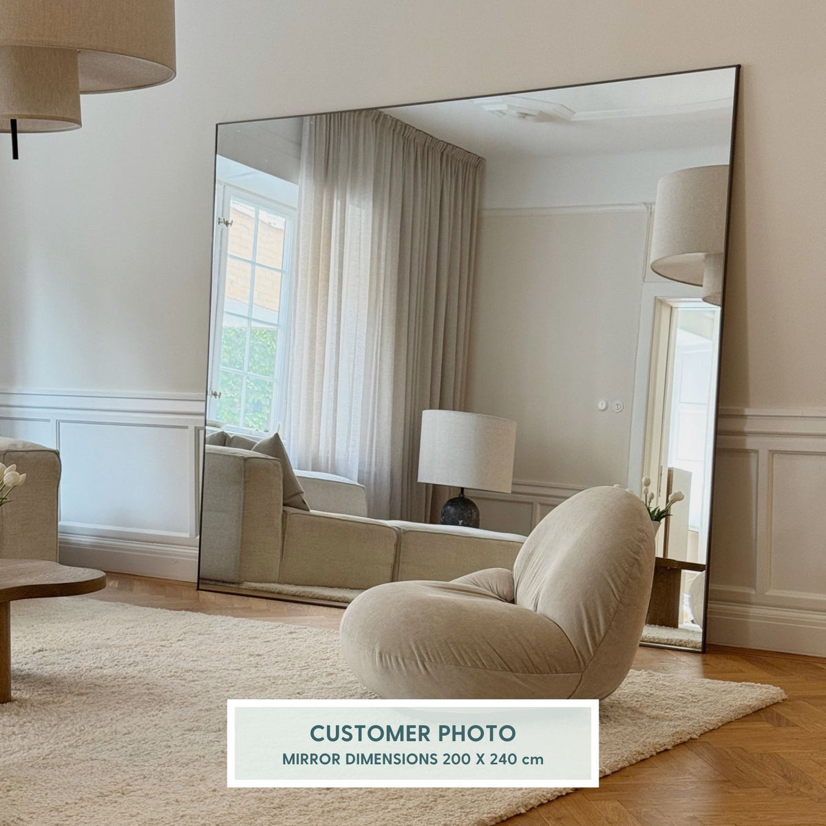 Giant Slimline Mirror with Black Frame (200x215 cm)