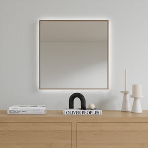 Aitta-peili LED-valoilla ja pronssikehyksellä (50x50 cm)