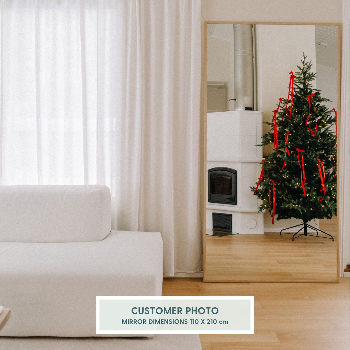 Slimline - Extra Large Full Length Mirror With Oak Frame (110x210cm)