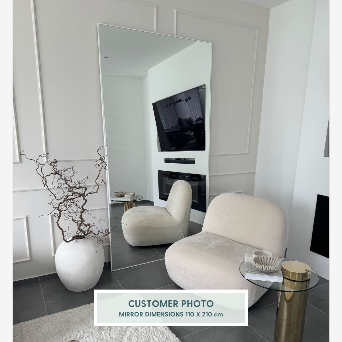 Slimline - Large Full Length Mirror With White Frame (100x170cm)
