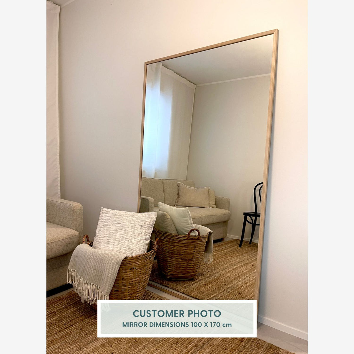 Slimline - Large Full Length Mirror With Oak Frame (80x135cm)