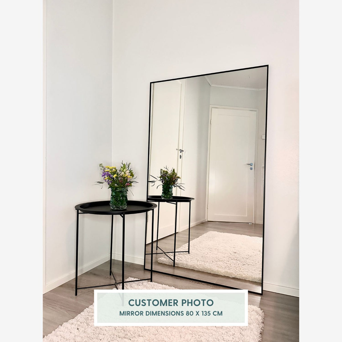 Slimline - Large Full Length Mirror With Black Frame (100x170cm)