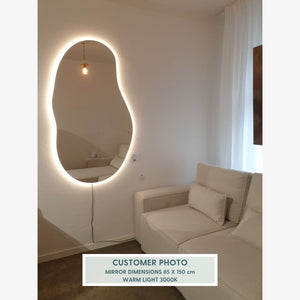 Sand - Asymmetrical Bathroom Mirror With Lights (85x150cm)