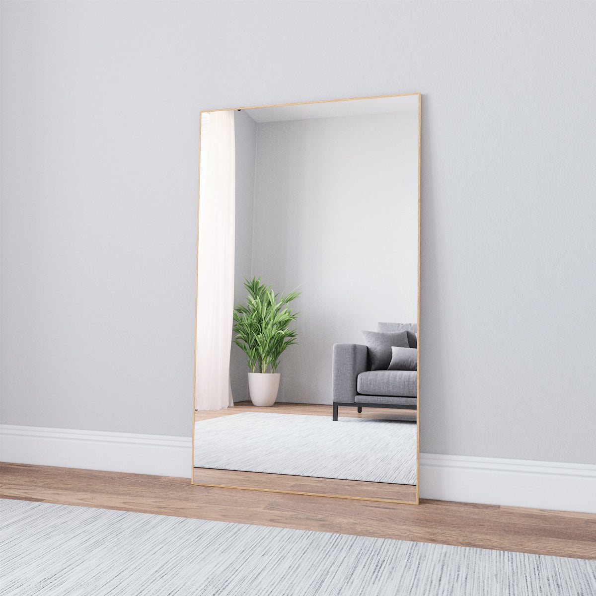 Slimline - Large Full Length Mirror With Oak Frame (80x135cm)