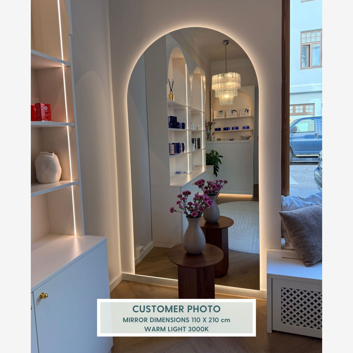 Kaari - Extra-Large Arch Mirror With LED-Lights (110x210cm)