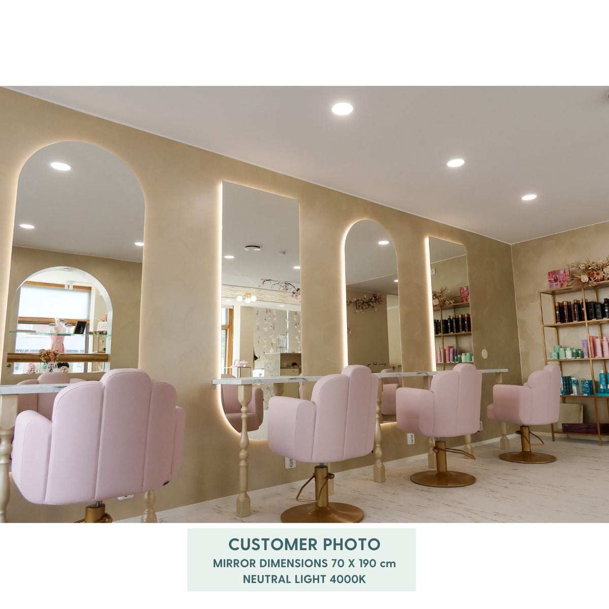 Kaari - Modern Arch Mirror With LED-Lights (30x70cm)