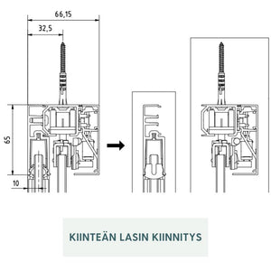Valo Kajo – liukuovi kiinteällä lasilla