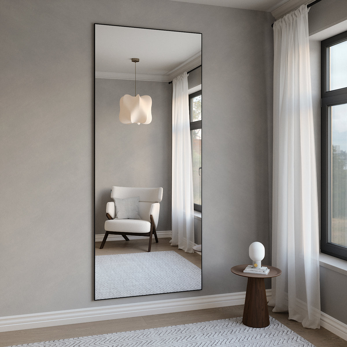 Giant Slimline Mirror with Black Frame (100x220 cm)