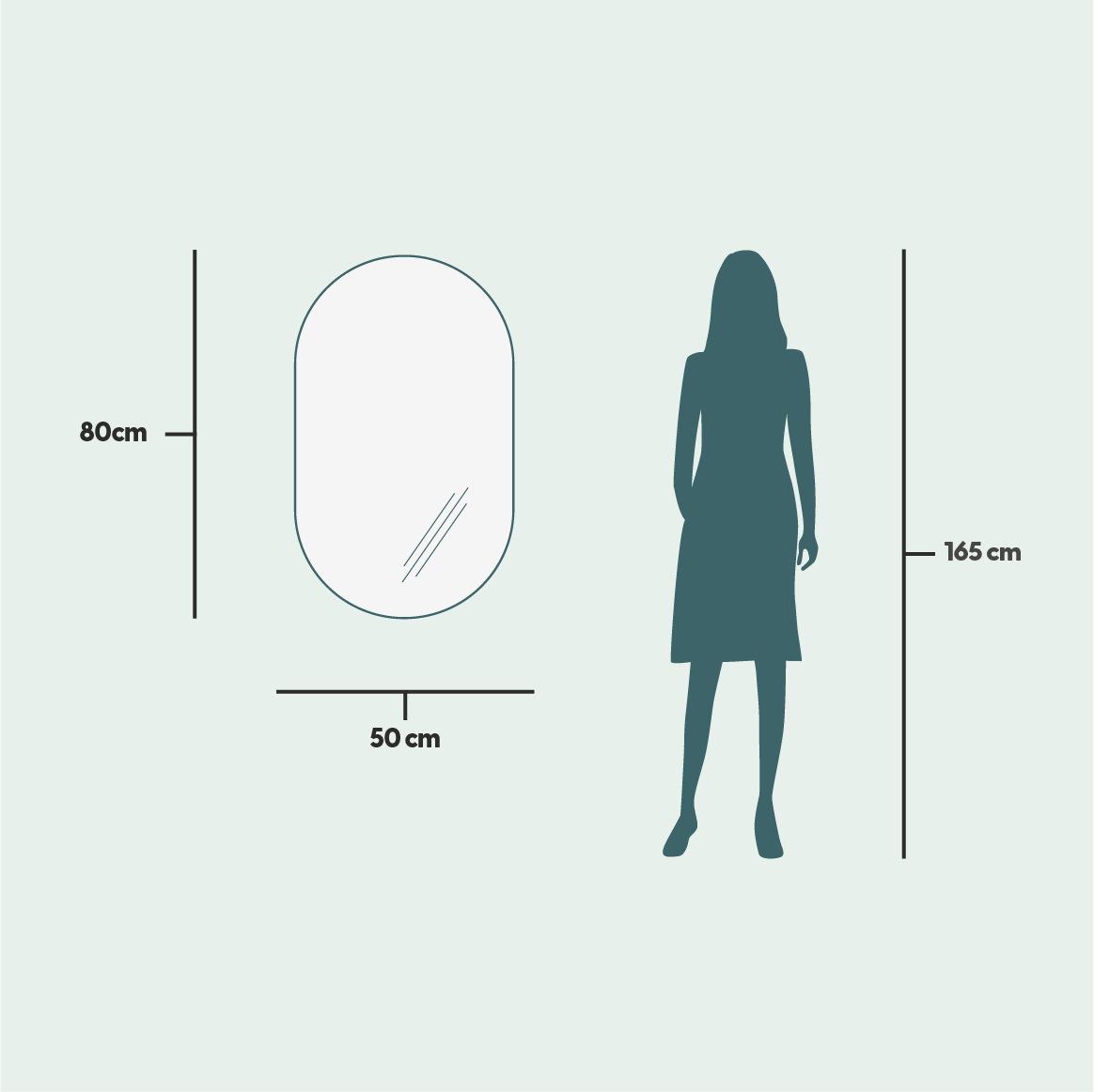 Spiegelschrank mit abgerundeten Ecken (50 cm)