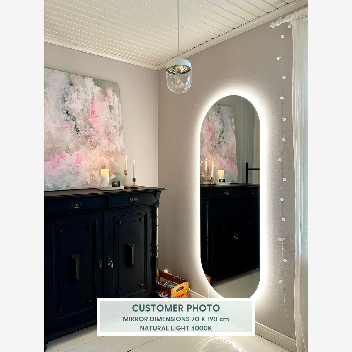Rounded Rectangle Mirror With Lights (60x130cm)