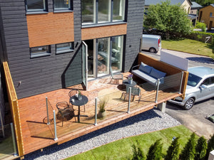 Slimline alumiinitolpallinen lasikaide