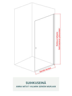 Tyrsky - kääntyvä suihkuseinä pitkällä saranalla