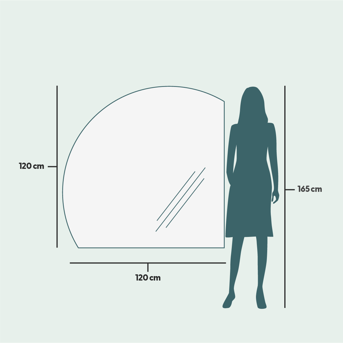 Semi-circle Bathroom Mirror With Lights (120x120cm)