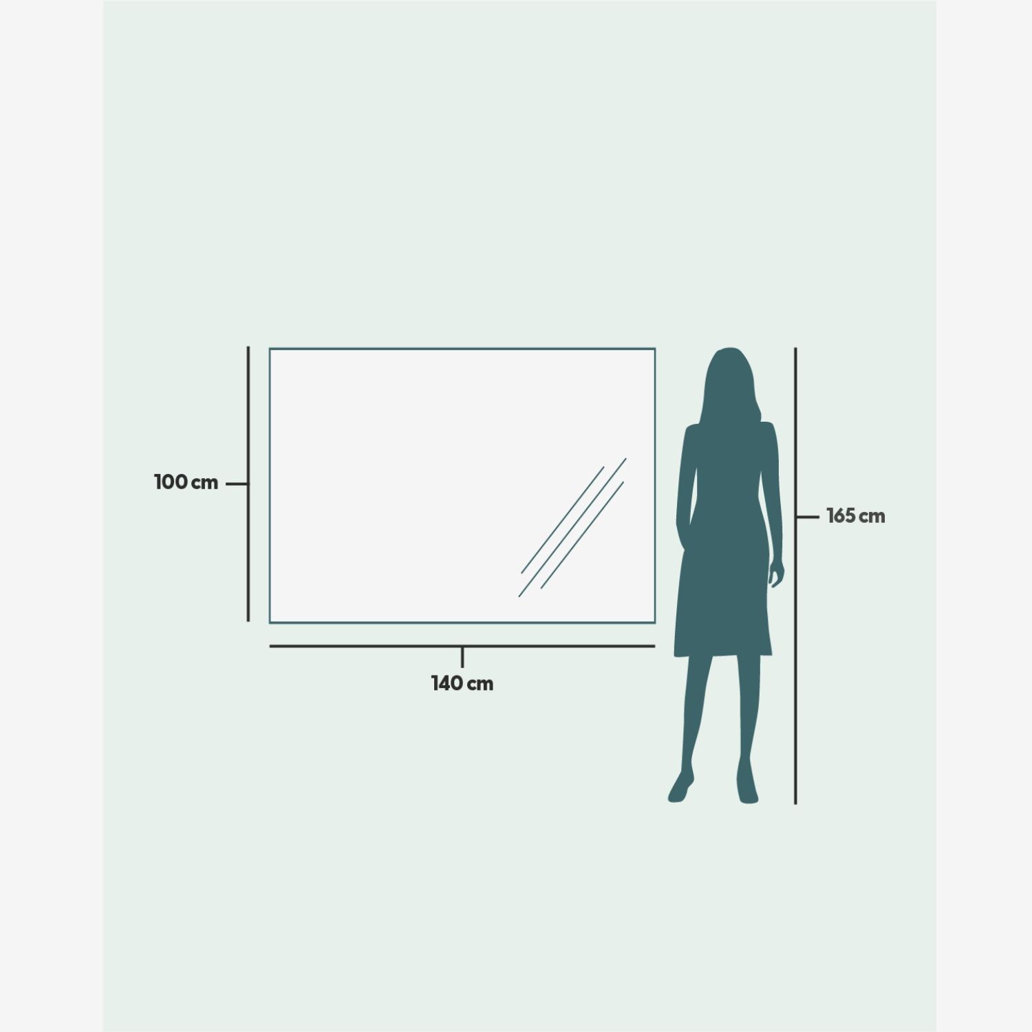 Kehyksetön neliskulmainen peili (140x100cm)