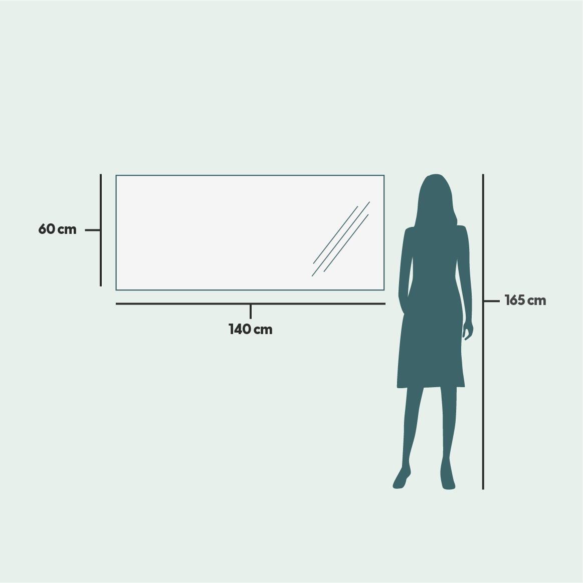 Valopeili – Neliskulmainen (140x60 cm)