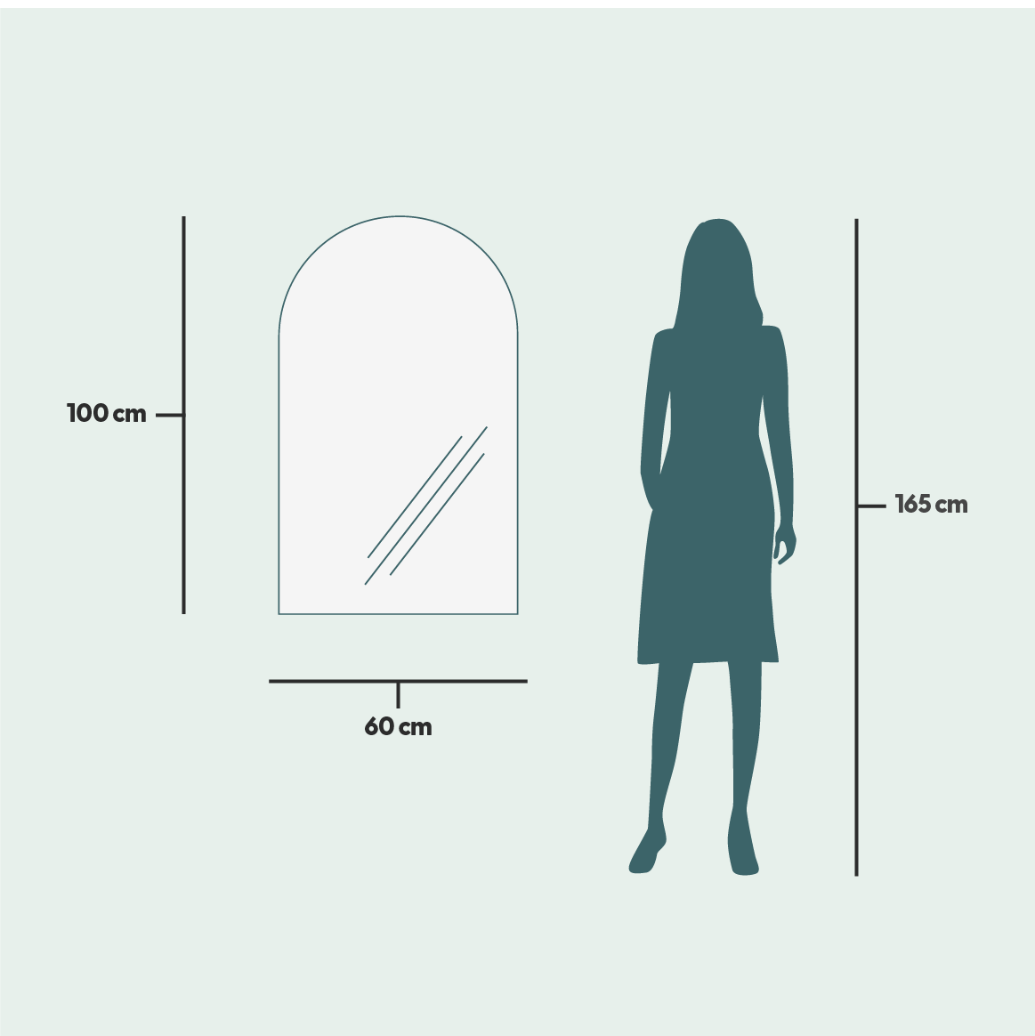 Kaari-peili LED-valoilla (60x100cm)