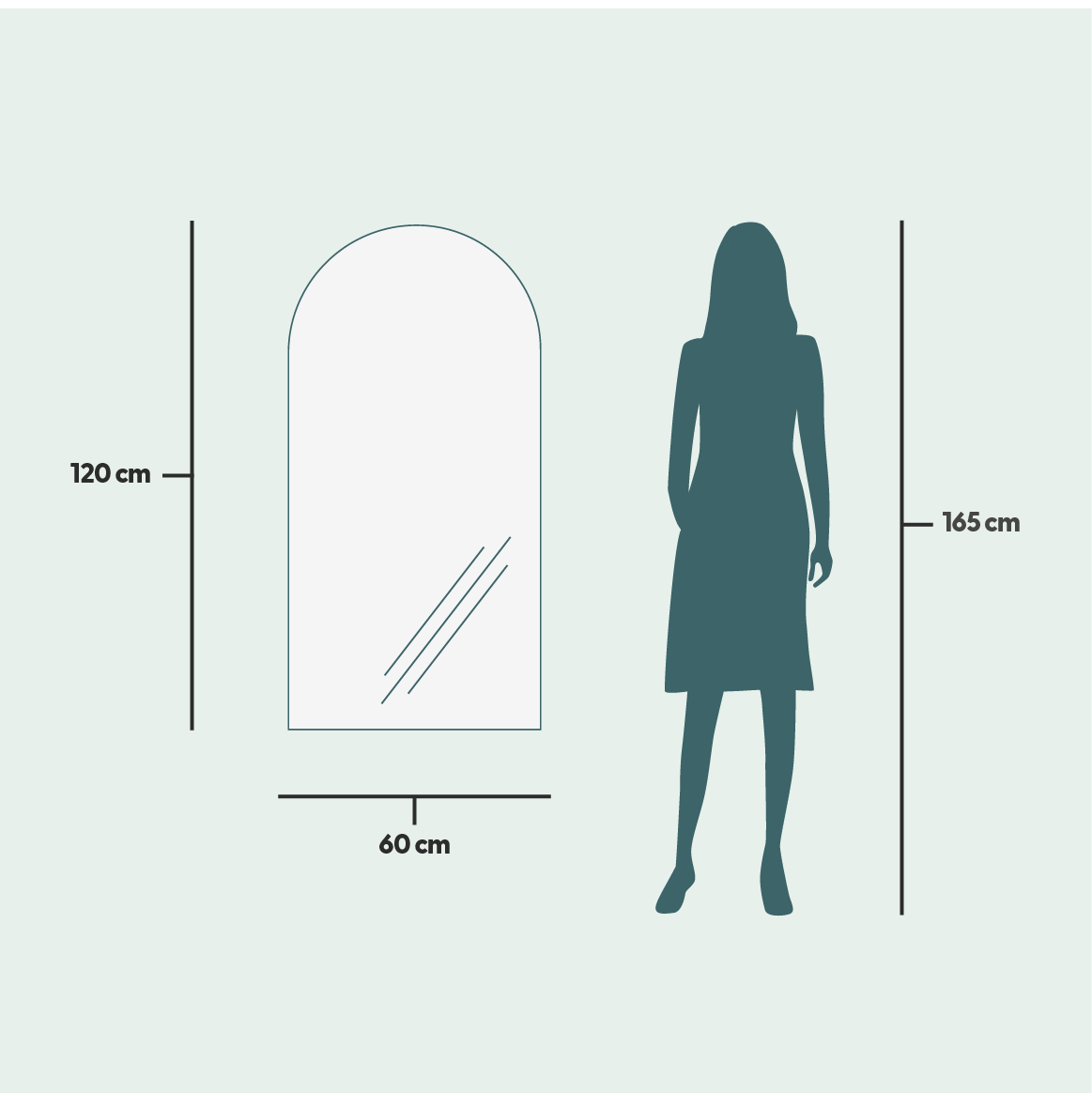 Kaari-peili LED-valoilla (60x120cm)