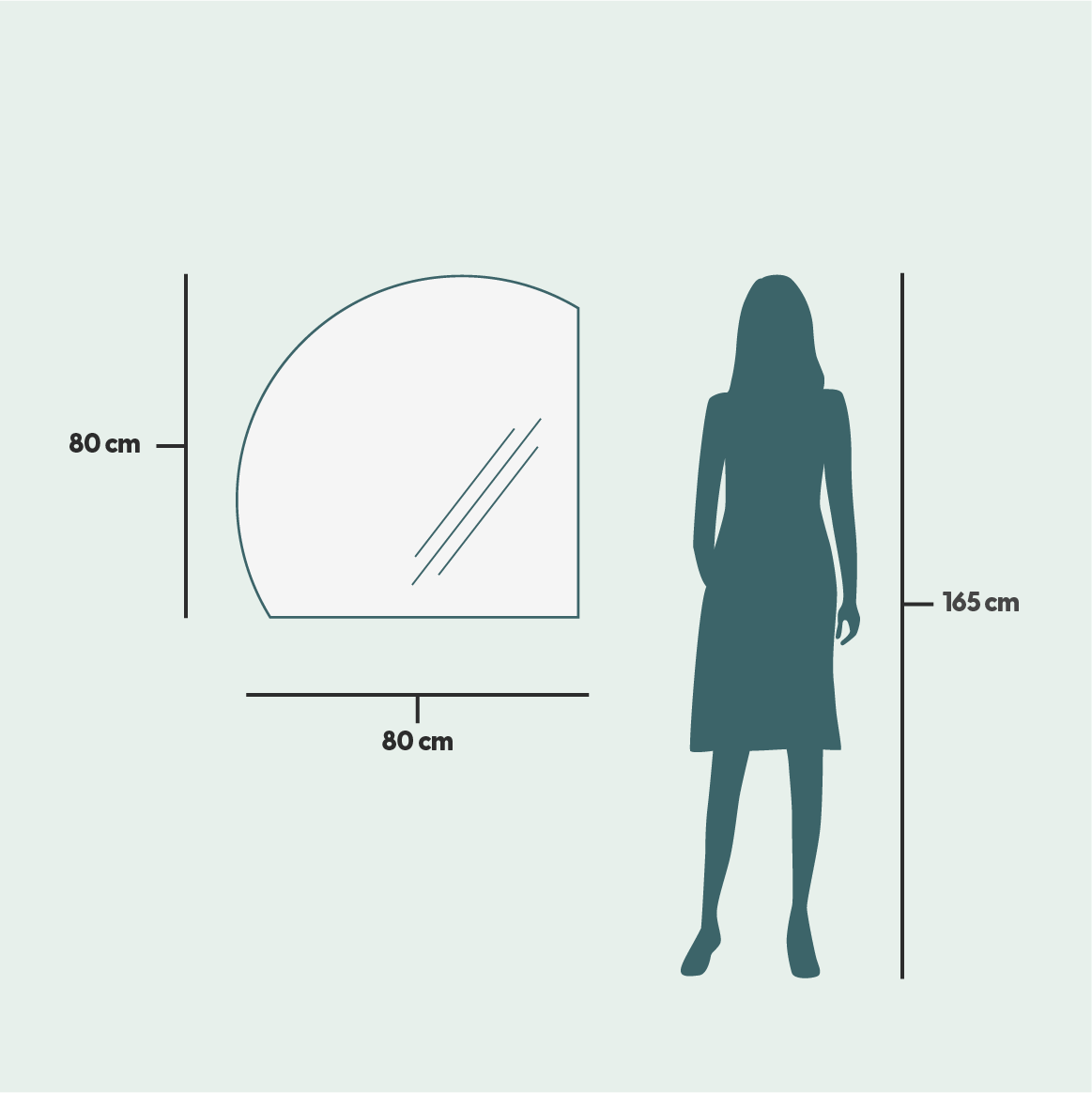 Semi-circle Bathroom Mirror With Lights (80x80cm)