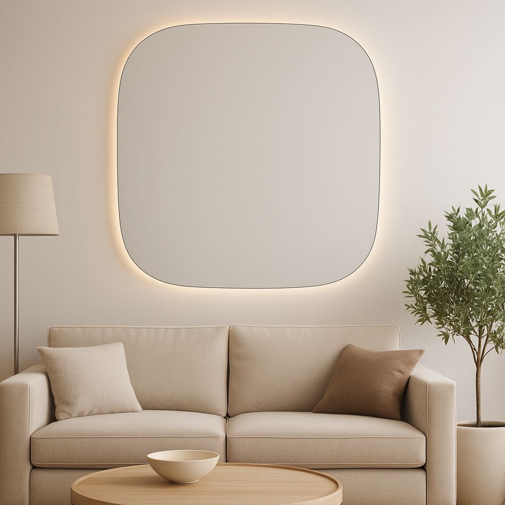Aava wall mirror with LED lights (120x120 cm)