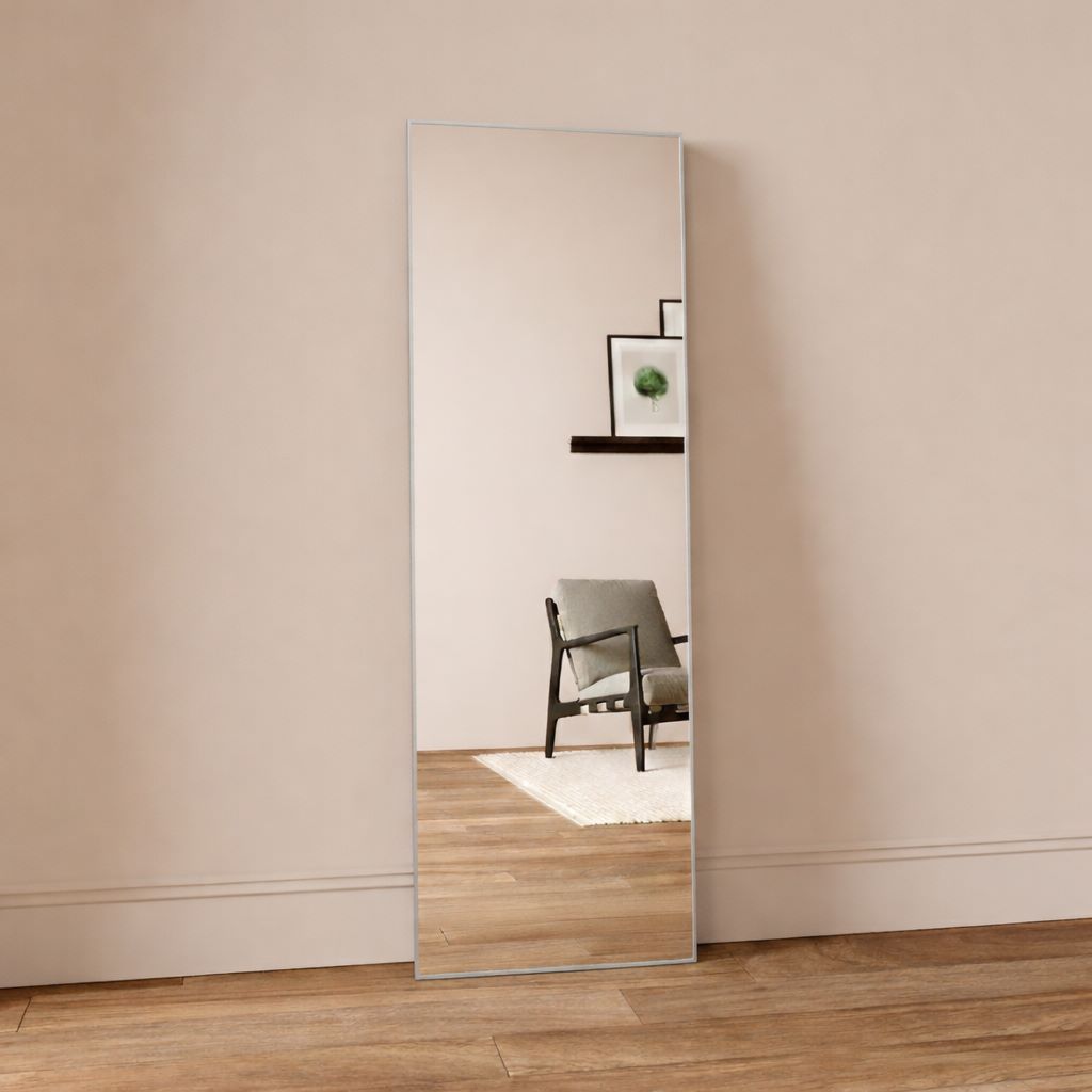 Aitta-peili hopeisella kehyksellä (50x150 cm)