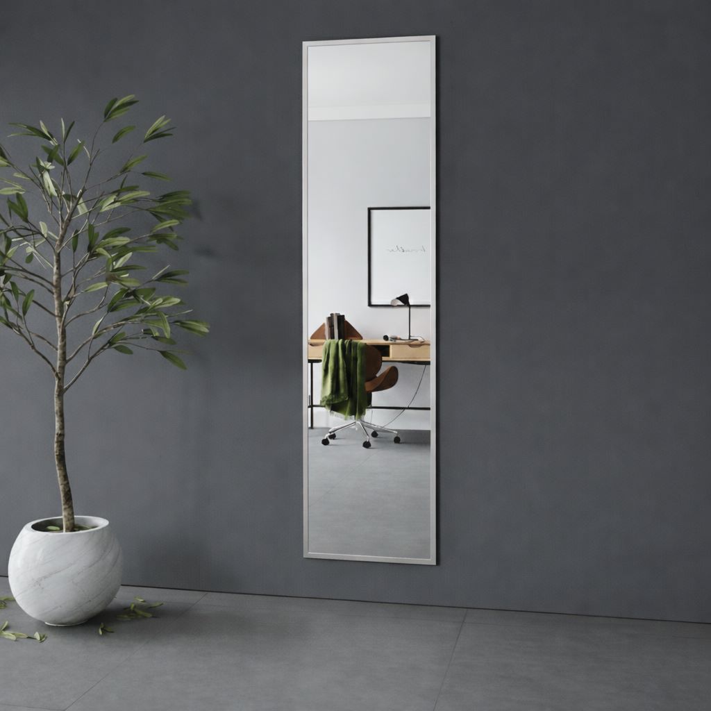 Aitta-peili hopeisella kehyksellä (50x200 cm)