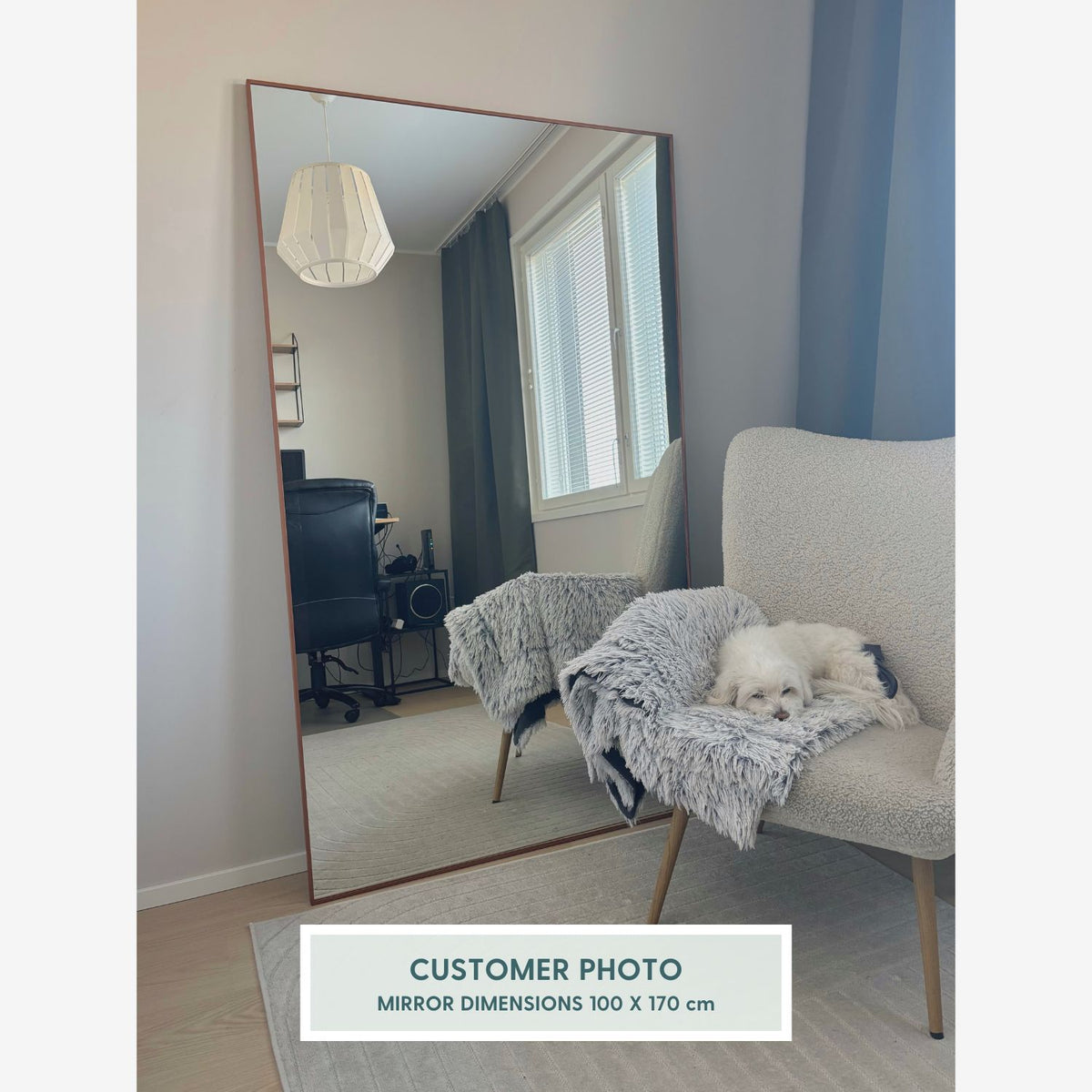 Aitta-peili kuparikehyksellä (100x100cm)