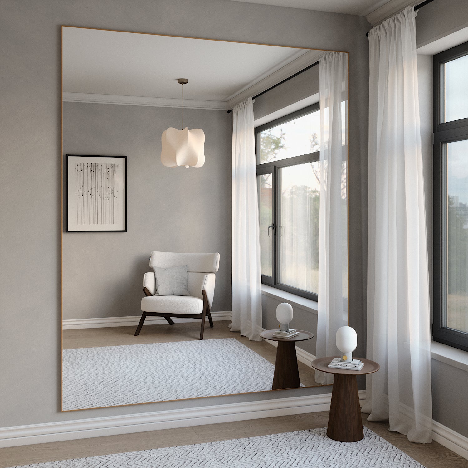 Giant Slimline Spiegel mit Kupferrahmen (200x215 cm)