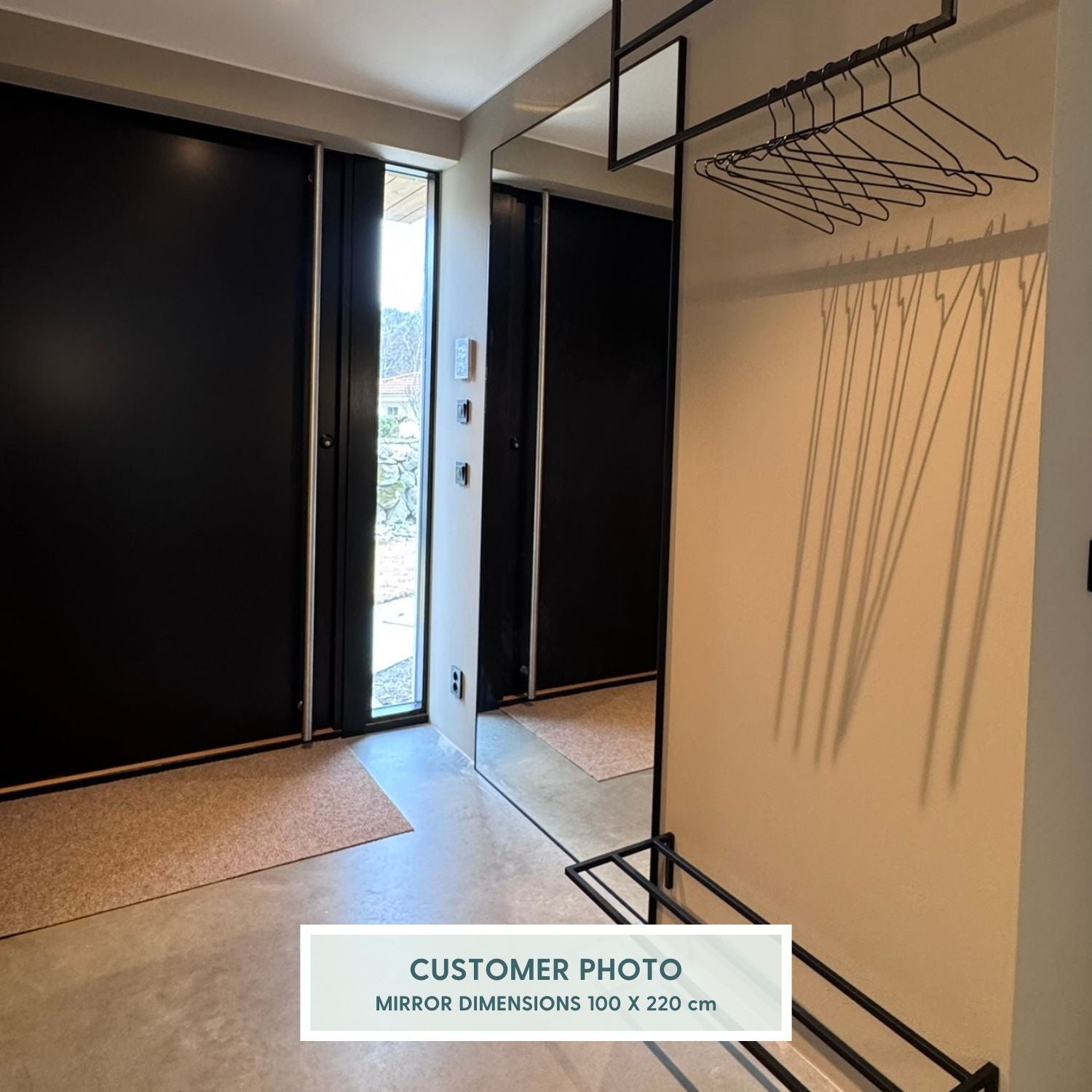 Aitta-peili mustalla kehyksellä (100x220 cm)