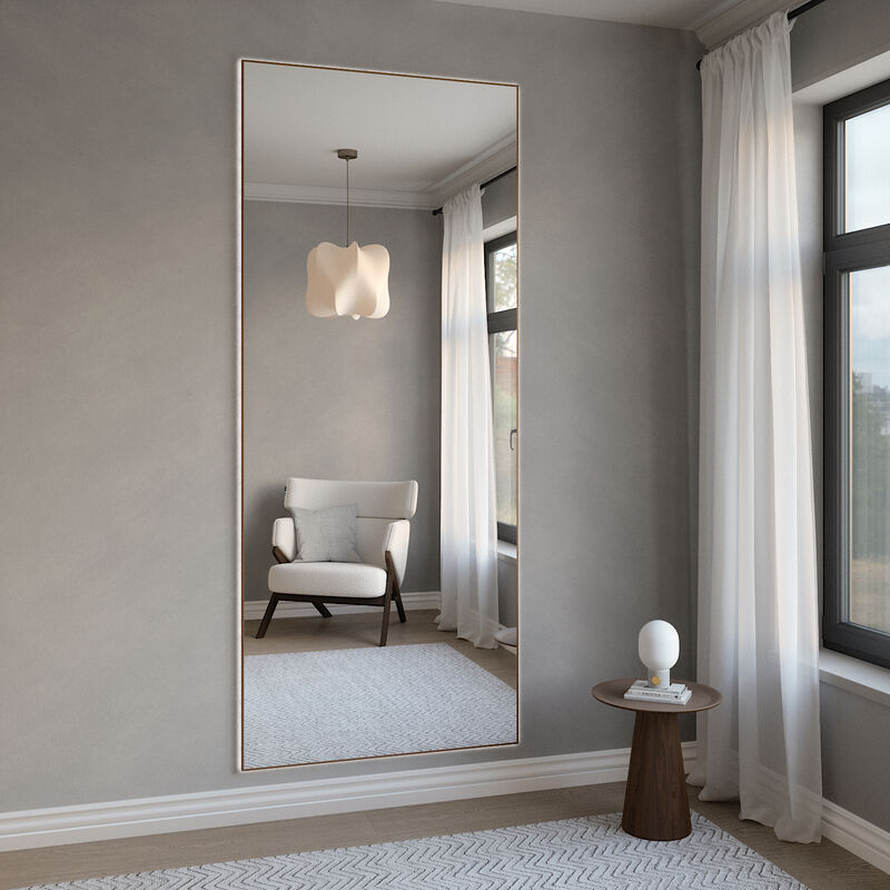 Aitta-peili LED-valoilla ja pronssikehyksellä (100x220 cm)