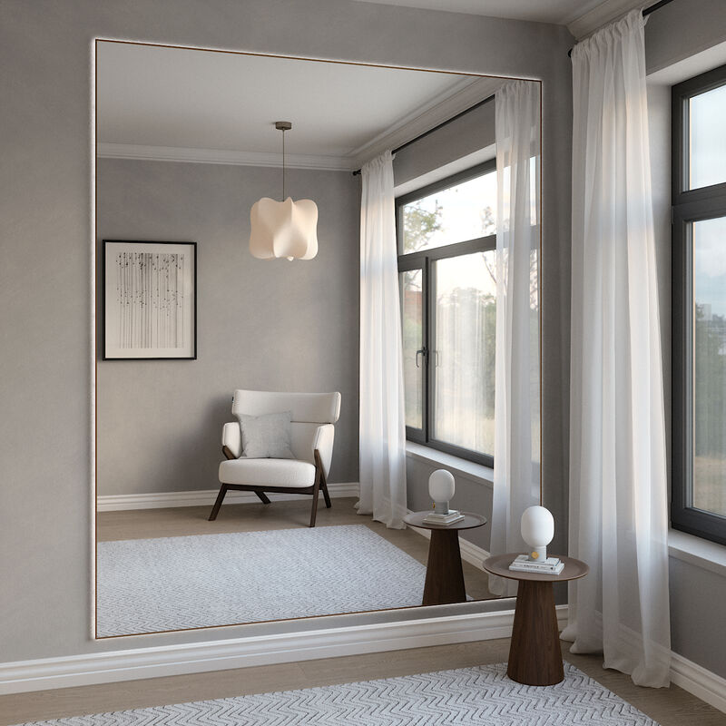 Slimline Ganzkörperspiegel mit LED-Beleuchtung und Bronzerahmen (200x215 cm)