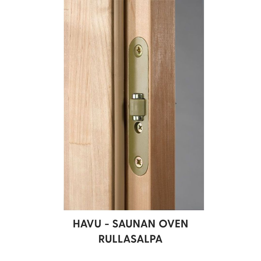 Havu – saunan lasiovi puukarmeilla