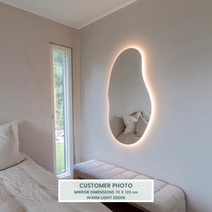 Sand - Asymmetrical Bathroom Mirror With Lights (70x120cm)