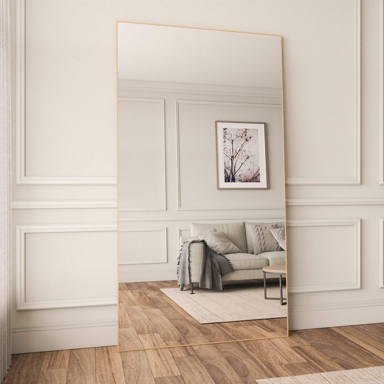 Slimline - Extra Large Full Length Mirror With Oak Frame (130x220 cm)