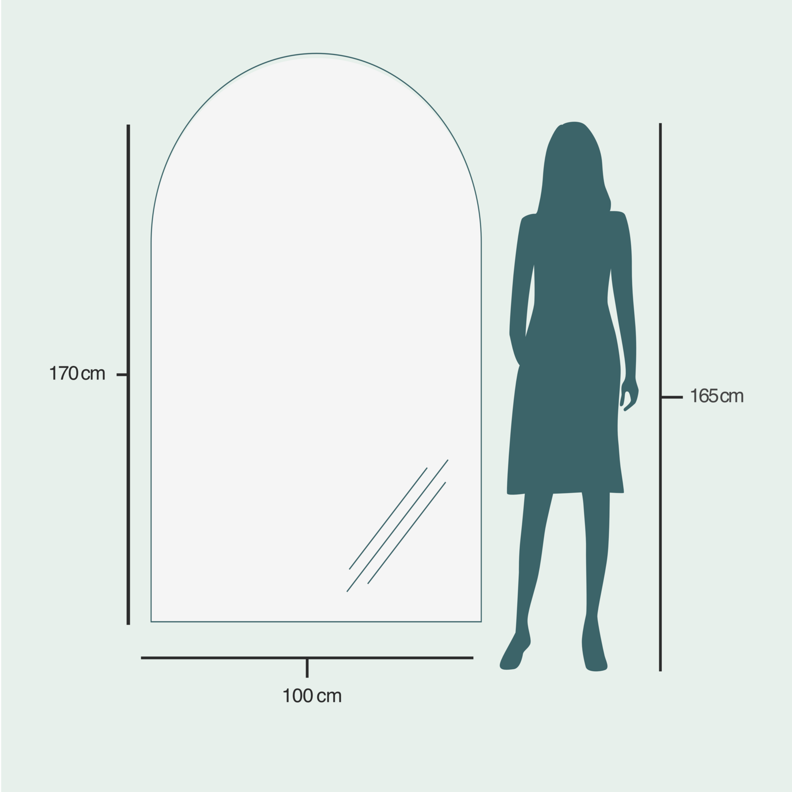 Kaari-peili LED-valoilla (100x170 cm)