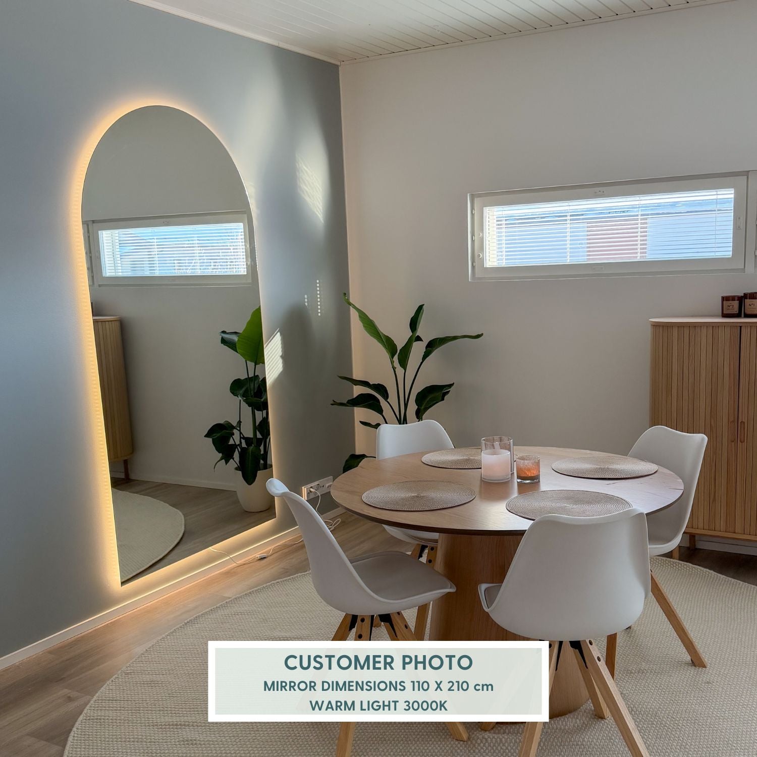 Kaari-jättipeili LED-valoilla (110x210 cm)