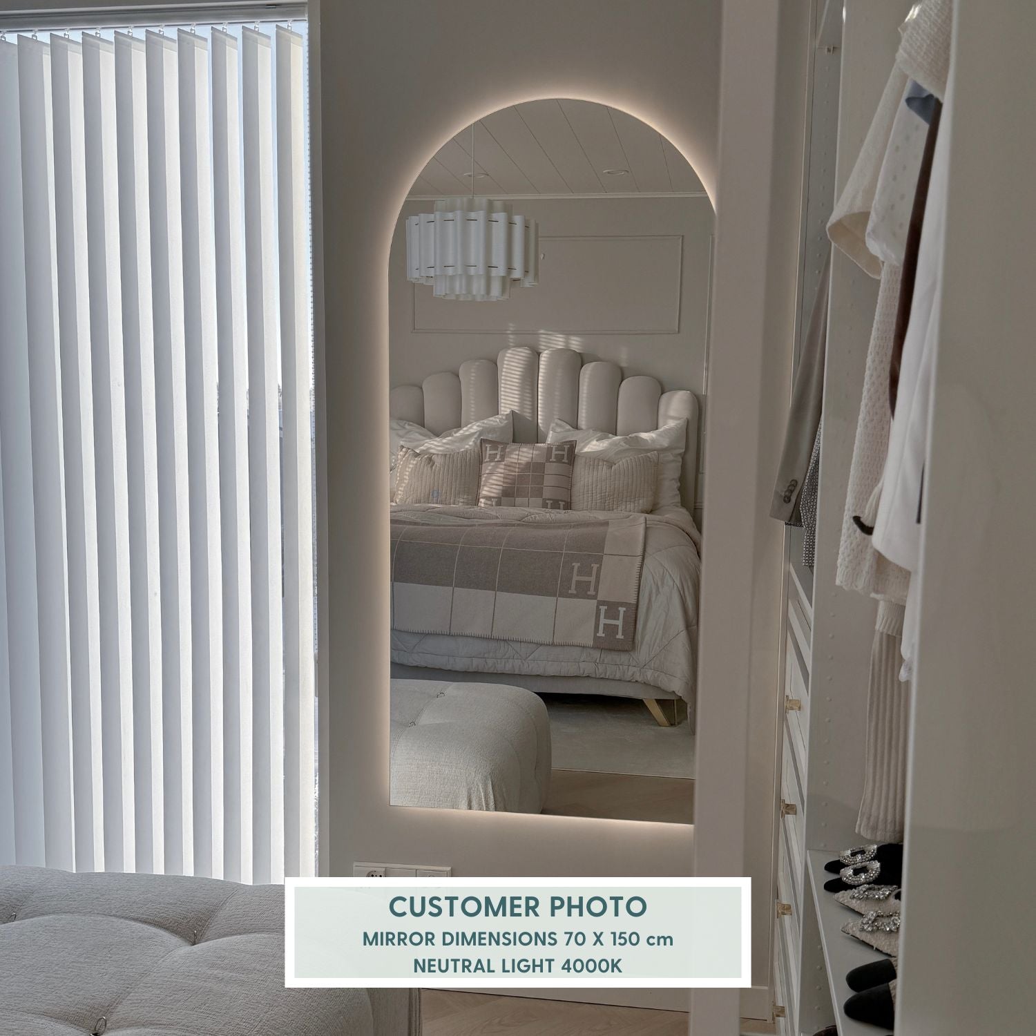 Kaari-peili LED-valoilla (70x150cm)