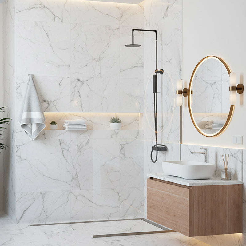 Kaari - kääntyvä tai kiinteä puolikaari suihkuseinä