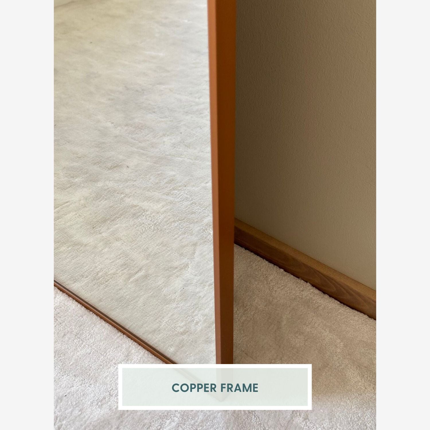 Aitta-peili LED-valoilla ja kuparikehyksellä (100x170 cm)