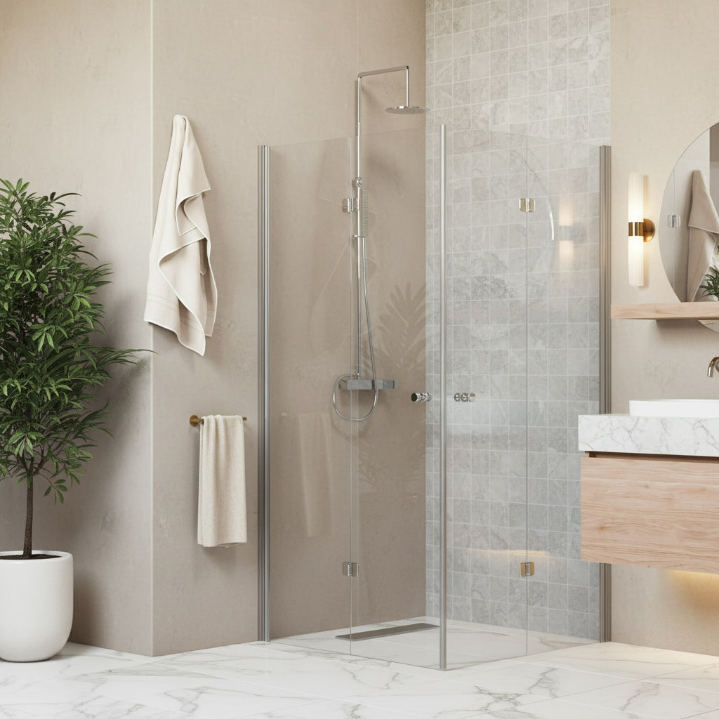 Kuohu - suihkunurkka taittuvilla ovilla