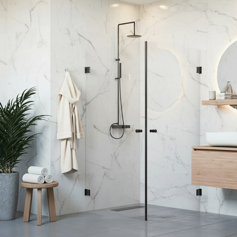 Lähde - suihkunurkka kahdella ovella