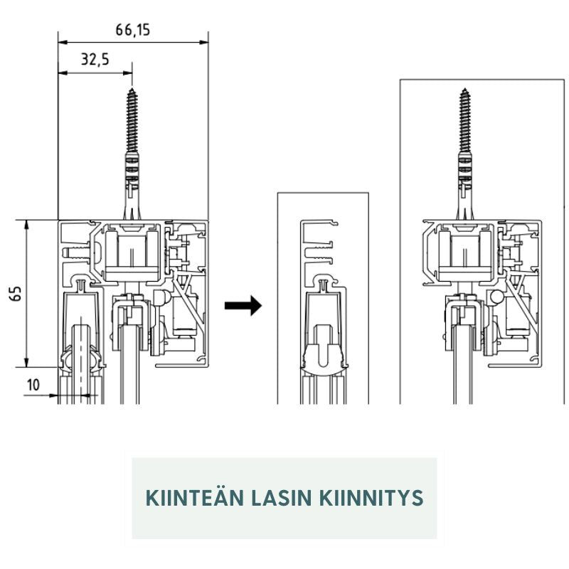 Valo Kajo – liukuovi kiinteällä lasilla