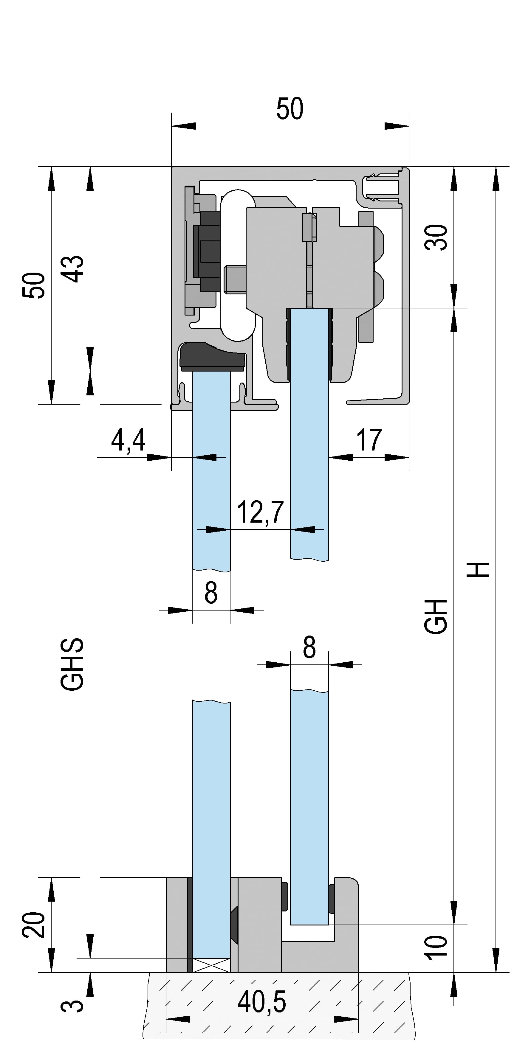 Linja – suihkuseinä liukuovella