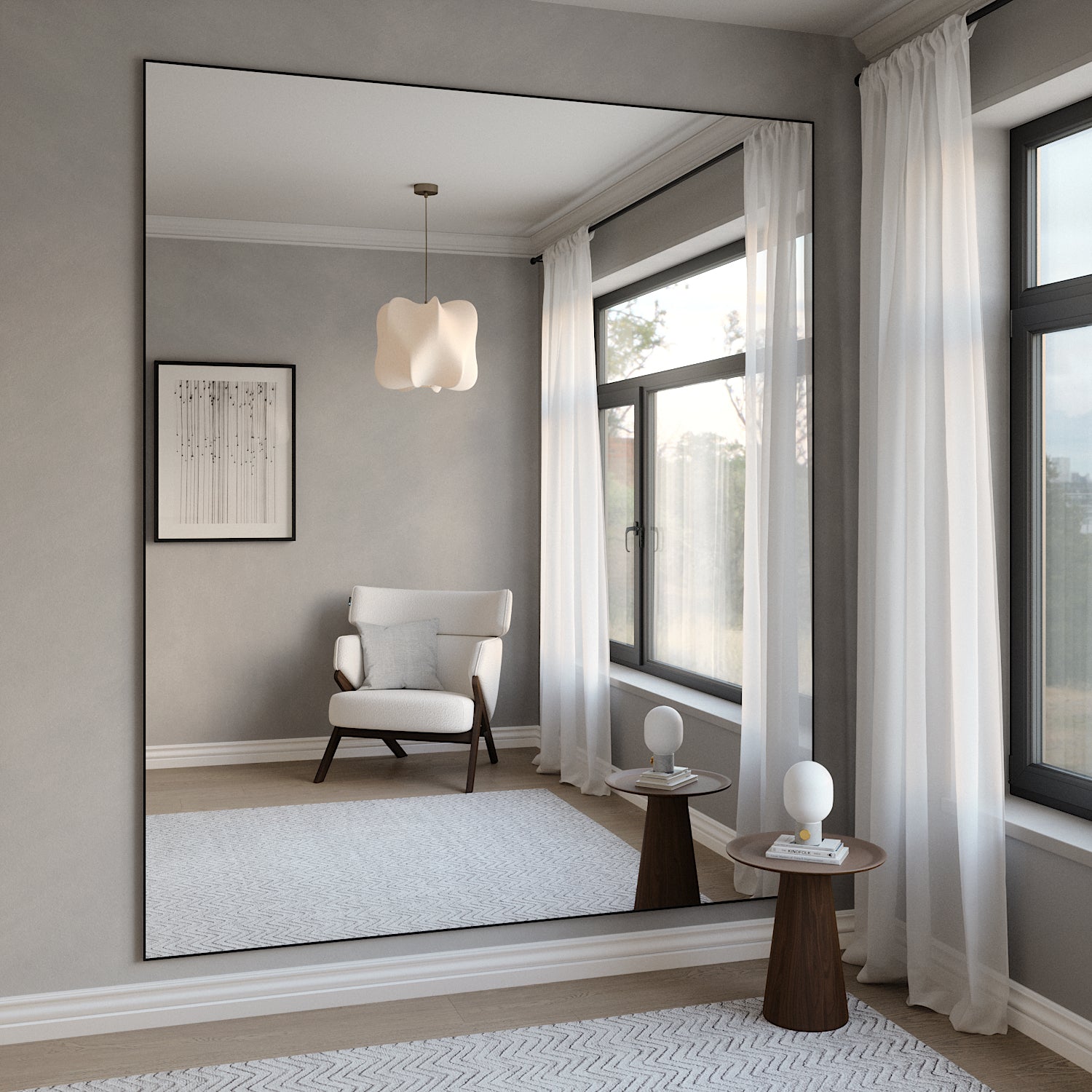 Giant Slimline Spiegel mit schwarz Rahmen (200x215 cm) 