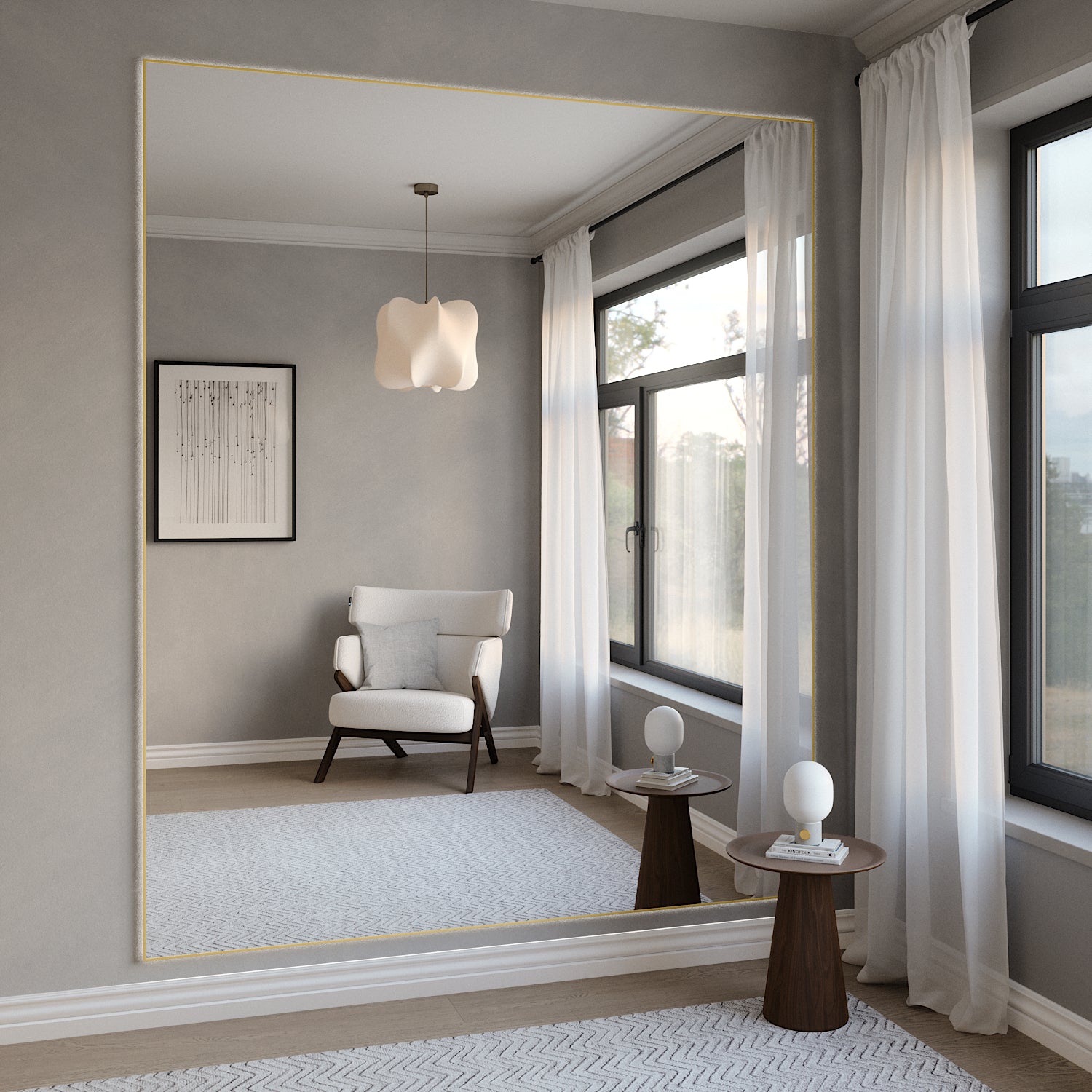 Aitta-jättipeili LED-valoilla ja kultamessinkikehyksellä (200x215 cm)